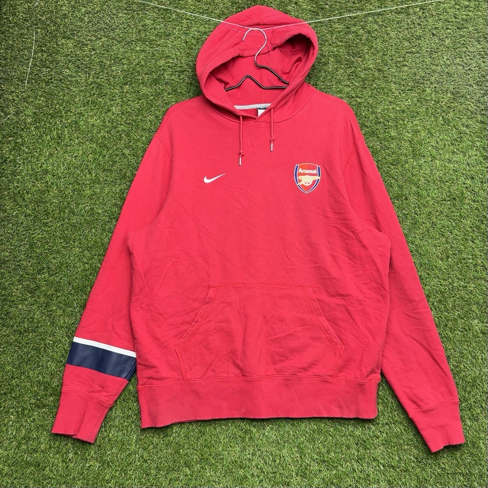 Arsenal F.C. Nike Hoodie Mens XL Red Sweatshirt Swoosh Cotton Pullover Soccer